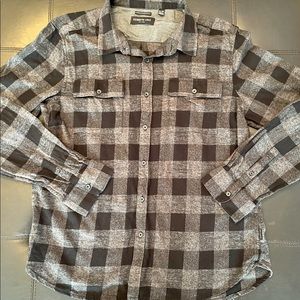 Kenneth Cole Mens Gray Black Button Plaid Shirt XL